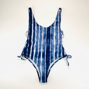Island Love swimsuit One Piece swimsuit blue and white stripe women size XS